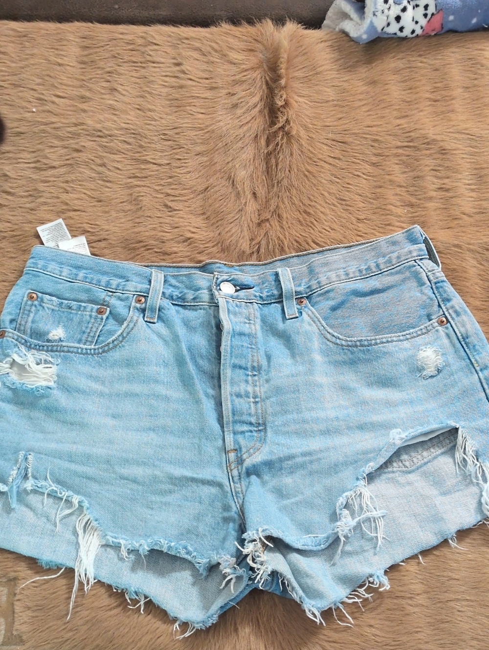 Levi's Light Blue Distressed Button Up Women's Denim Shorts Sz 32